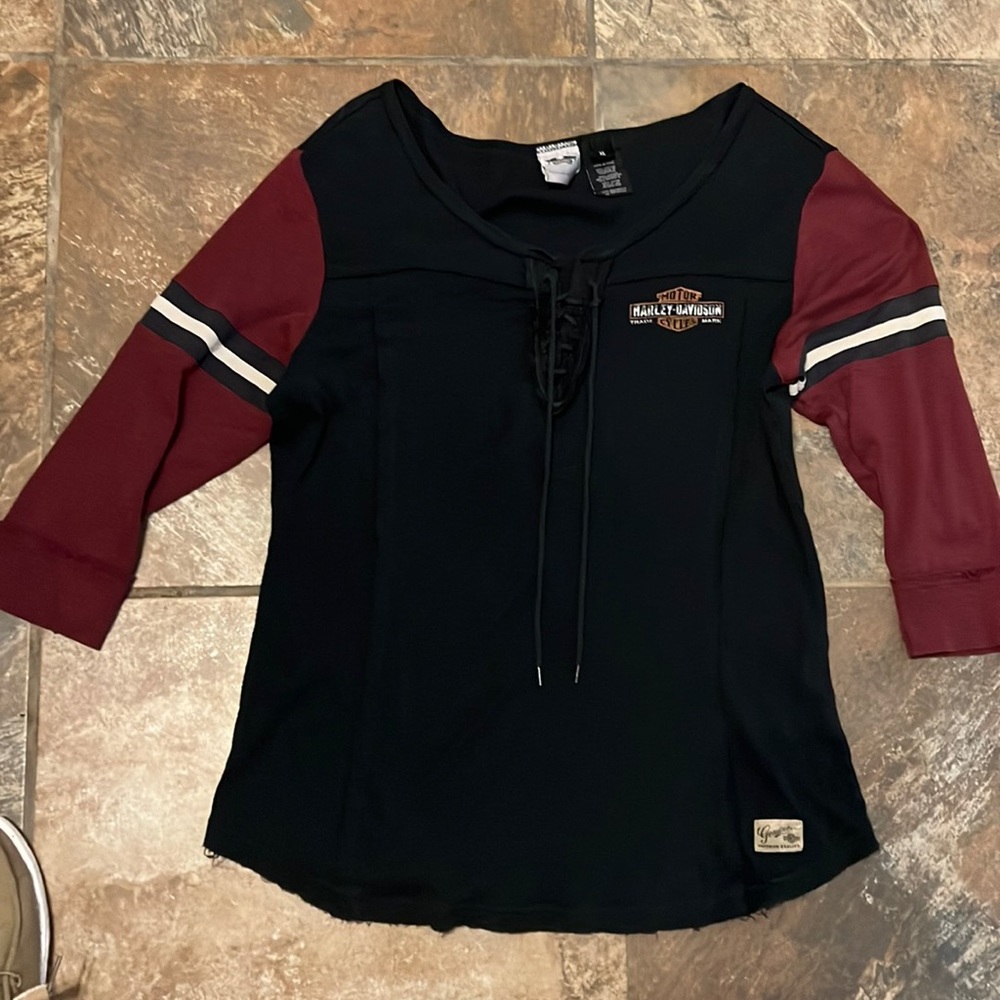 Harley Davidson SZ XL 3/4 sleeve vintage look shirt.. very nice!!